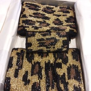 NEIMAN MARCUS Beaded Leopard Ladies Cases Set